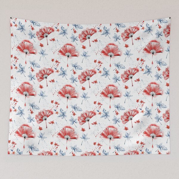 Item preview, Seamless pattern with watercolour red Japanese fans designed and sold by Ekalininart.