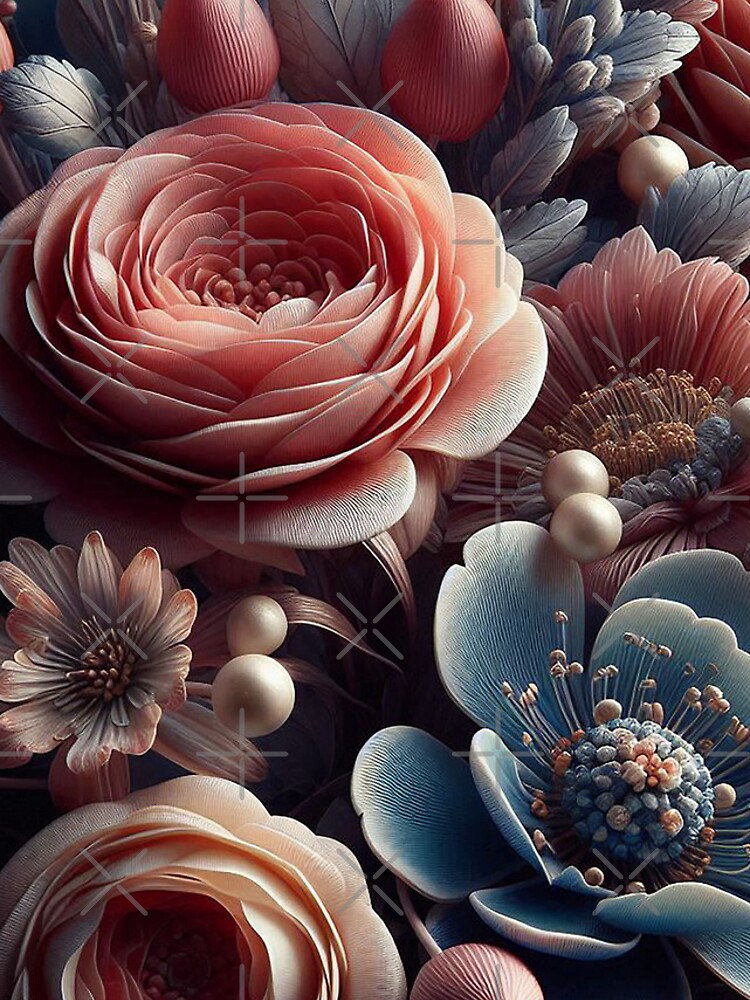 Thumbnail 4 of 4, iPhone Case, 3D Flower Pattern Design with Roses designed and sold by BlueGnome.