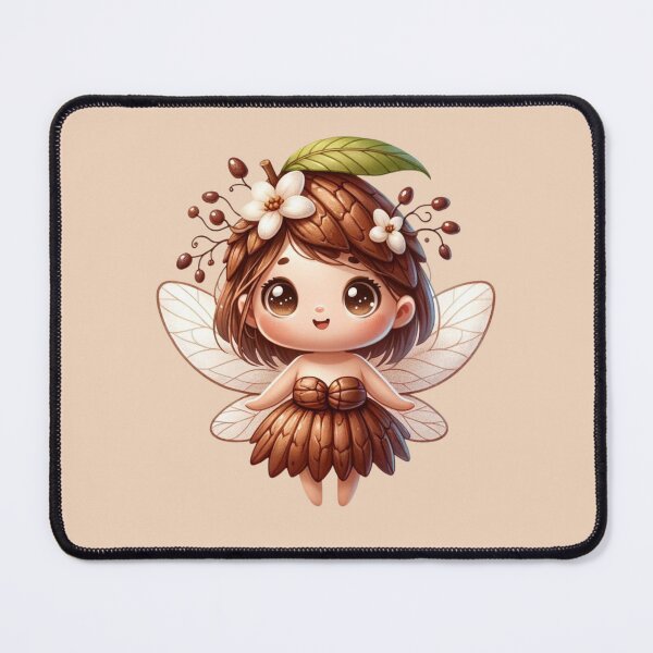 Item preview, Cute Cocoa Fairy with Wings Flowers Cocoa Bean Manga Anime Chibi Girl Kawaii Chocolate Elves designed and sold by Annika Shurafa.