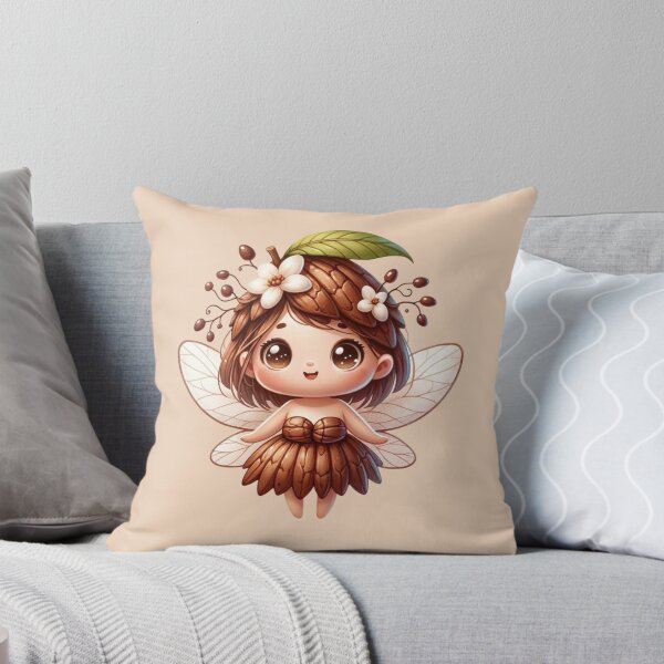 Item preview, Cute Cocoa Fairy with Wings Flowers Cocoa Bean Manga Anime Chibi Girl Kawaii Chocolate Elves designed and sold by Annika Shurafa.