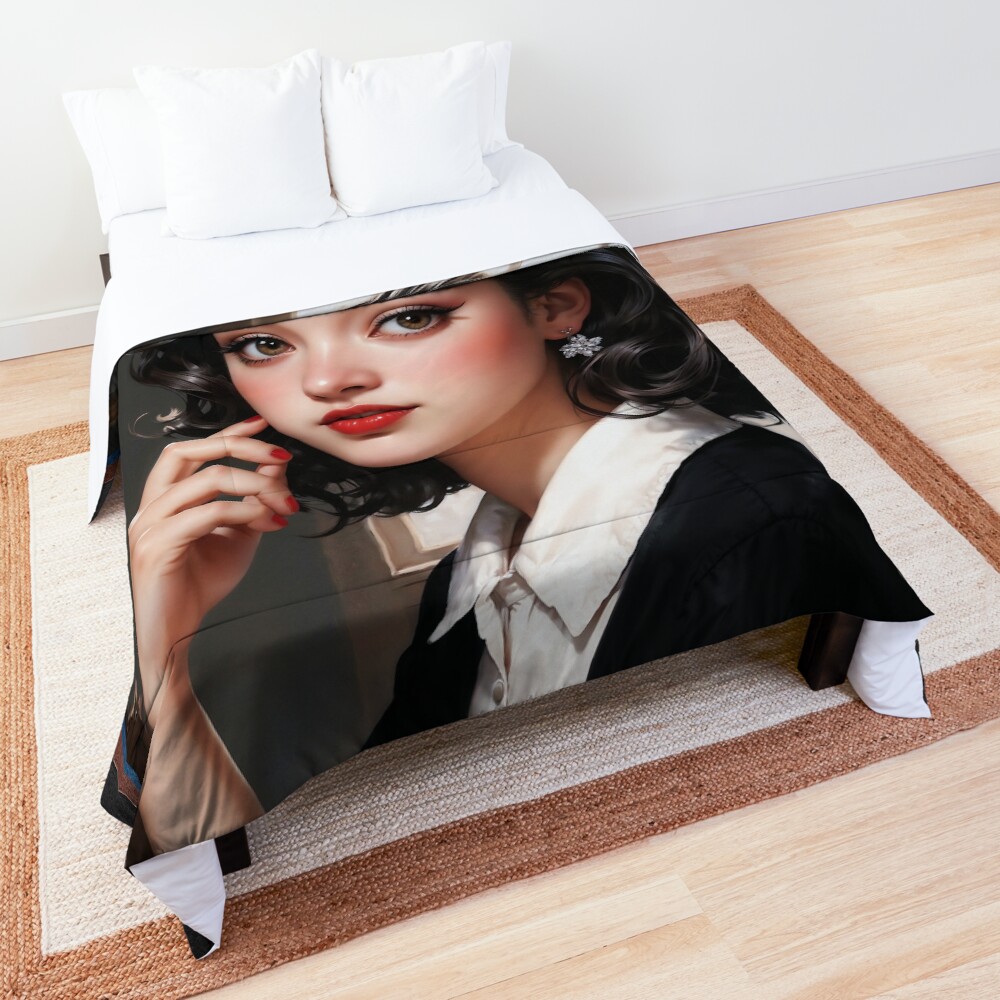 I Will Have To Think About That She Whispers In Thoughtful Contemplation AI Concept Art by Xzendor7 - With Her Adorable Eyes 3 I'll Have To Think About That She Whispers In Thoughtful Contemplation Captivating AI Concept Art by Xzendor7 Decorative Art Print Comforter