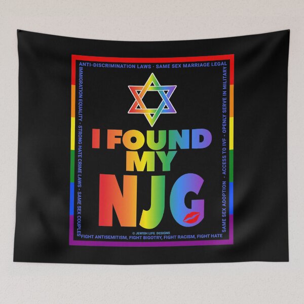 Item preview, SUJD0057 Jewish Designs I Found My NJG or Nice Jewish Girl LGBTQ Love Israel rainbow design shows how Israel protects LGBTQ Rights designed and sold by JewishDesigns.