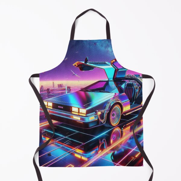 Item preview, Delorean in an 80s nostalgic neon city designed and sold by BlueGnome.
