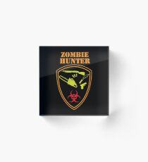 Funny Zombie Hunter Weapons Gamer Gag Gift Acrylic Block