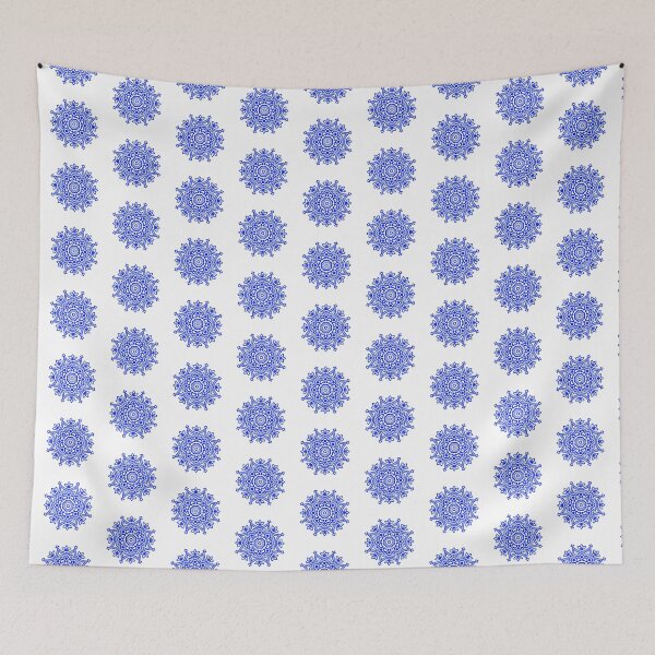 Item preview, Blue circular folk motif designed and sold by Kalpa.