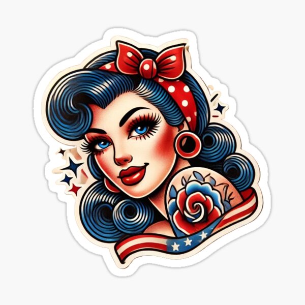 Traditional Pinup Tattoo Design Sticker