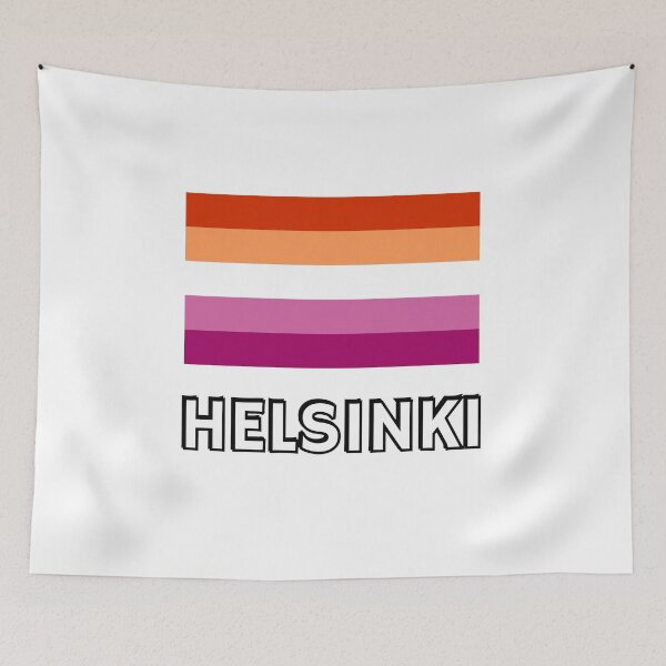 Aperçu de l'œuvre Drapeau de la fierté lesbienne Helsinki créée et vendue par Inspirationmotivation.
