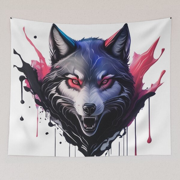 Item preview, A picture of a wolf drawn in bright colors designed and sold by mutarid.