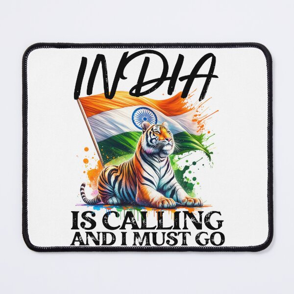 Item preview, Travel saying India is calling and I must go: Retro India travel design: Majestic tiger with flag - Vintage tourism art designed and sold by pod24.