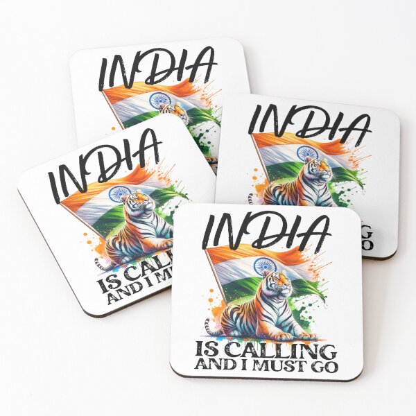 Item preview, Travel saying India is calling and I must go: Retro India travel design: Majestic tiger with flag - Vintage tourism art designed and sold by pod24.