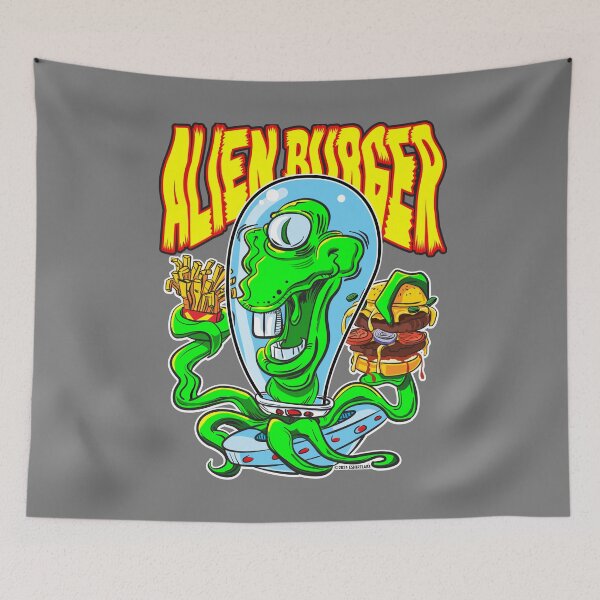 Item preview, Alien with Burger and a side of Fries designed and sold by eShirtLabs.
