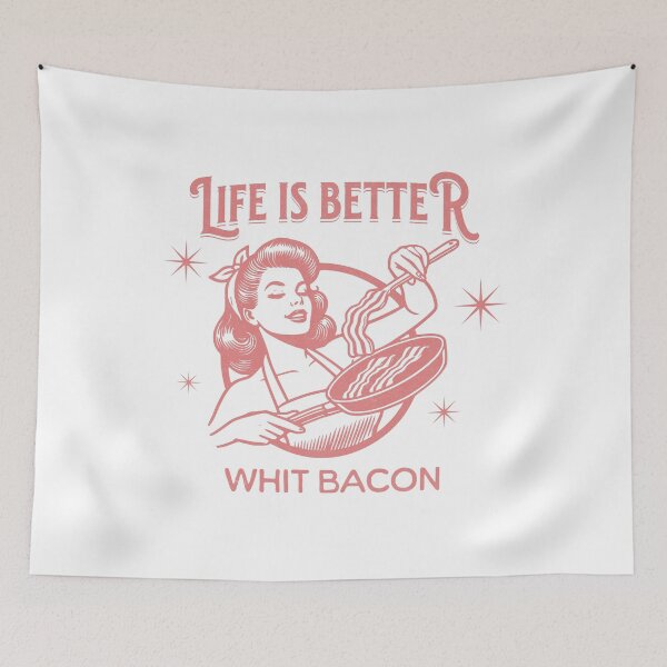 Item preview, Life is Better with Bacon - Retro Vintage Cooking Design designed and sold by CALIMASHIRTS.