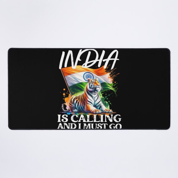 Item preview, Travel saying India is calling and I must go: Retro India travel design: Majestic tiger with flag - Vintage tourism art designed and sold by pod24.