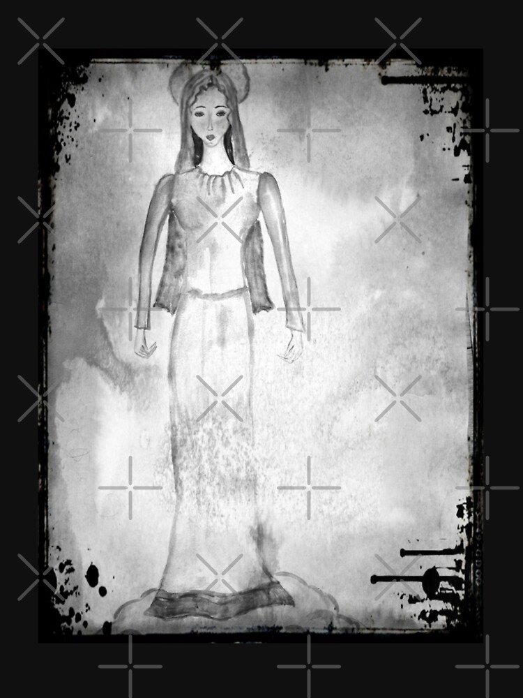 Virgin Mary Painting Black and White by IvanaKada