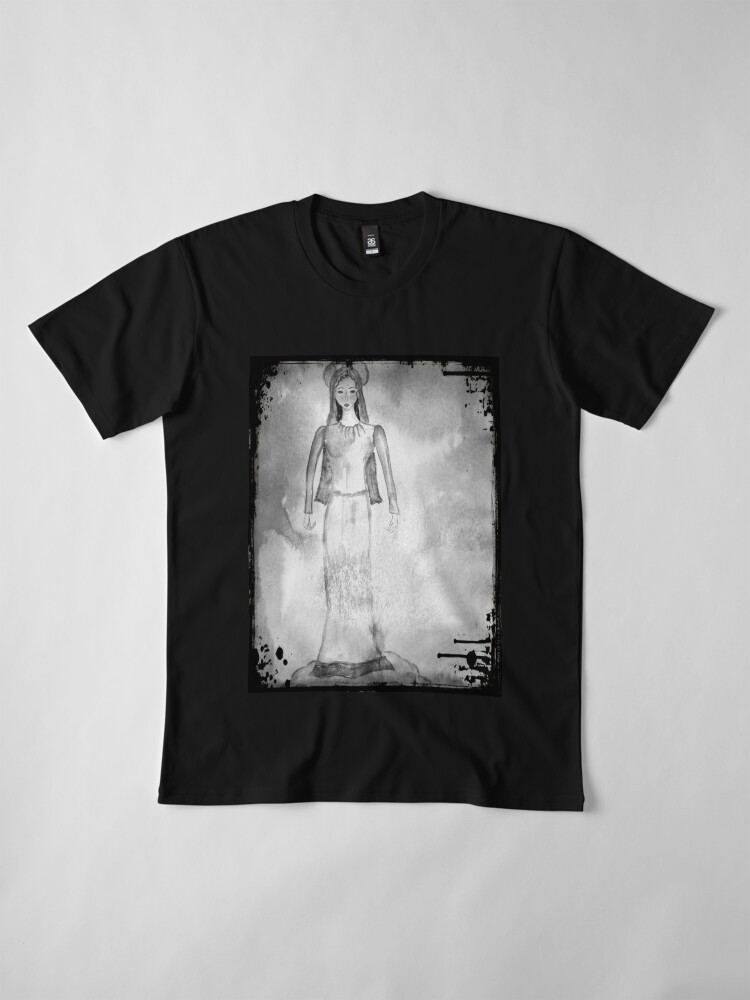 Alternate view of Virgin Mary Painting Black and White Premium T-Shirt