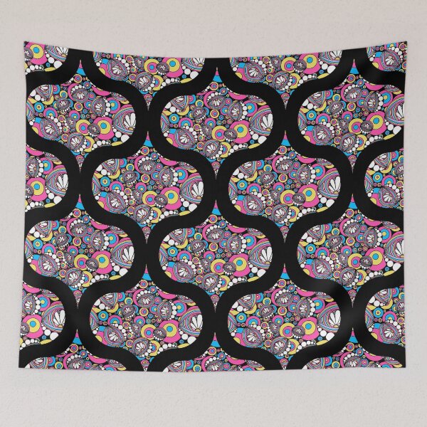 Item preview, 80s Aerobics Rainbow Daisy Doodle Retro Ogee designed and sold by Triplicate Limited.