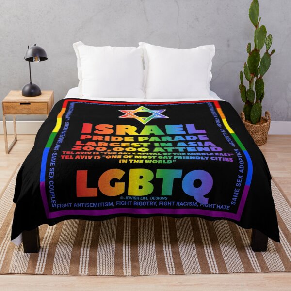 Item preview, SUJD0058 Jewish Designs Israel Pride Parade rainbow design shows how Israel protects LGBTQ Rights designed and sold by JewishDesigns.