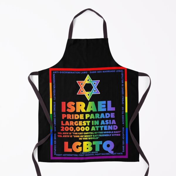 Item preview, SUJD0058 Jewish Designs Israel Pride Parade rainbow design shows how Israel protects LGBTQ Rights designed and sold by JewishDesigns.