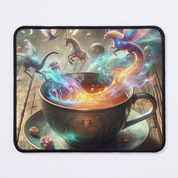 Item preview, Magical creatures coming out of a cup of tea designed and sold by BlueGnome.