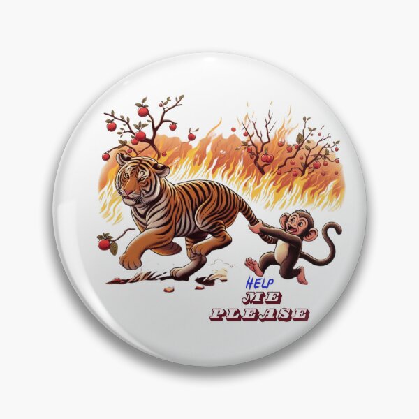 Item preview, Tiger and Monkey they are running away from fire  designed and sold by Sasi68686.