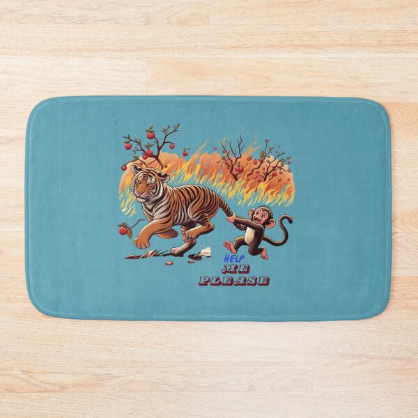 Item preview, Tiger and Monkey they are running away from fire  designed and sold by Sasi68686.