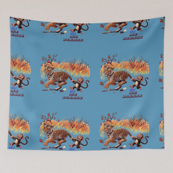 Item preview, Tiger and Monkey they are running away from fire  designed and sold by Sasi68686.