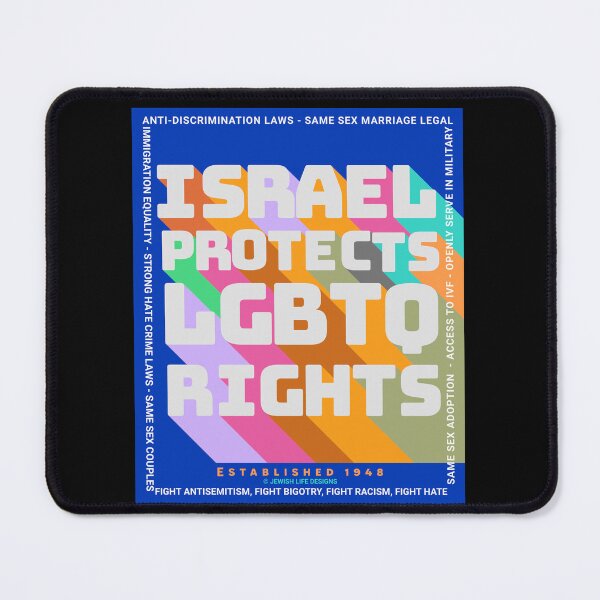 Item preview, SUJD0059 Jewish Designs Israel Protects LGBTQ Rights rainbow design shows how Israel protects LGBTQ Rights designed and sold by JewishDesigns.