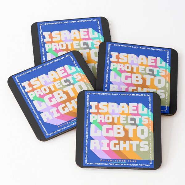 Item preview, SUJD0059 Jewish Designs Israel Protects LGBTQ Rights rainbow design shows how Israel protects LGBTQ Rights designed and sold by JewishDesigns.