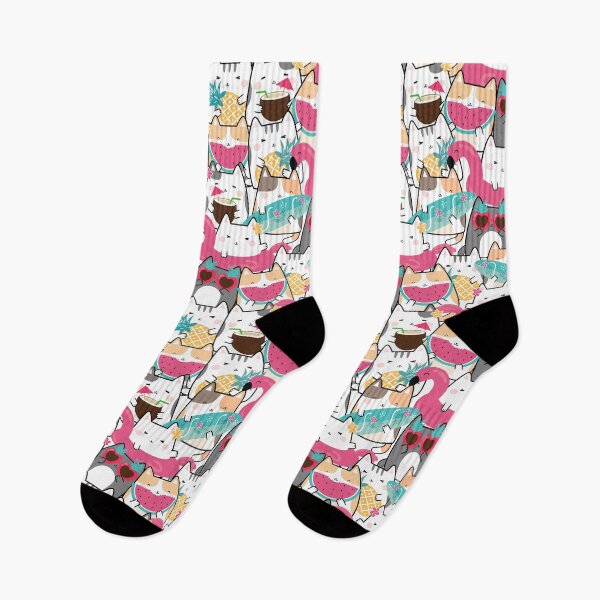 Item preview, Super Cute Summer Kawaii Cats Seamless Pattern designed and sold by Margival.