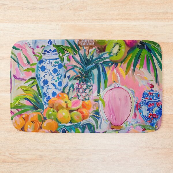Item preview, Fruits, chinoiserie bowls, pink chairs and ginger jars oil painting designed and sold by SophieClimaArt.