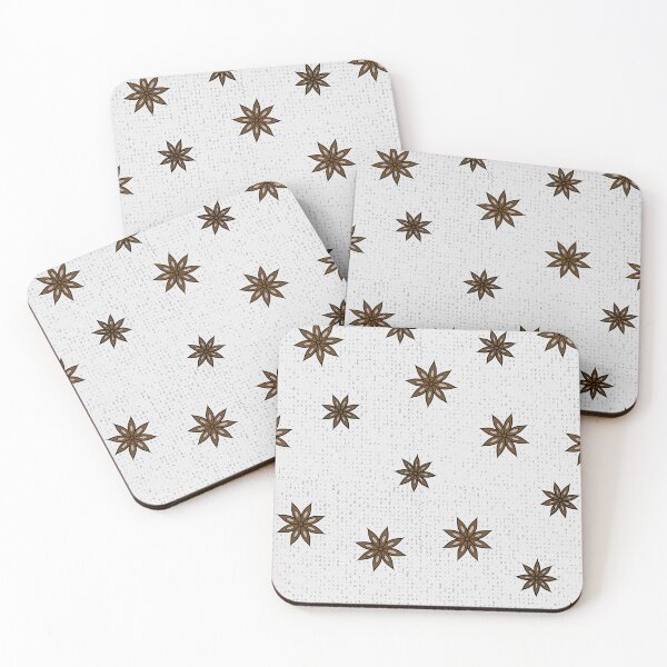 Item preview, Spicy Anise Stars on a Gray Woven Background  Warm Minimalist Earth Tones Neutral   designed and sold by LoreliDesigns.