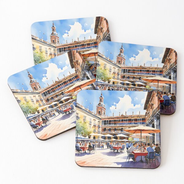 Item preview, Watercolor Magic: Plaza Mayor's Lively Terraza designed and sold by LSVart.