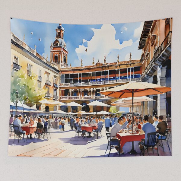Item preview, Magia de acuarela: La animada Terraza de la Plaza Mayor designed and sold by LSVart.