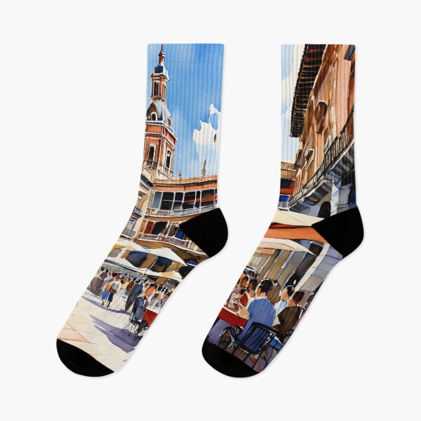 Item preview, Watercolor Magic: Plaza Mayor's Lively Terraza designed and sold by LSVart.