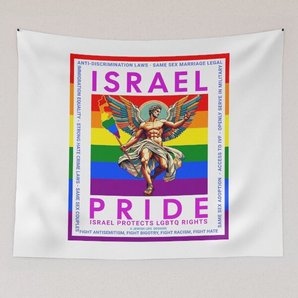 Item preview, SUJD0060 Jewish Designs LGBTQ Angel says Israel Protects LGBTQ Rights designed and sold by JewishDesigns.
