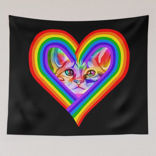 Item preview, Colorful Rainbow Heart Kitty  designed and sold by Deborah Camp.