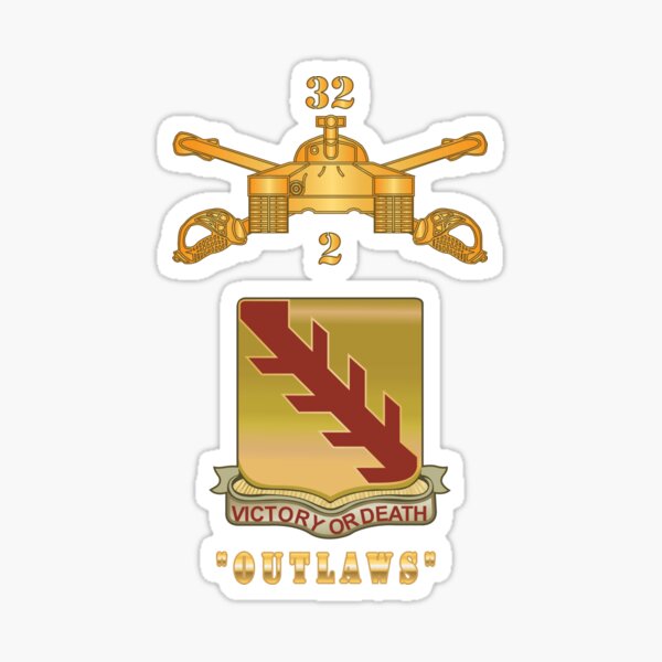 Item preview, 2nd Bn 32nd Armor Branch w 32nd Armor Outlaws DUI X 300 designed and sold by Military Insignia Products.