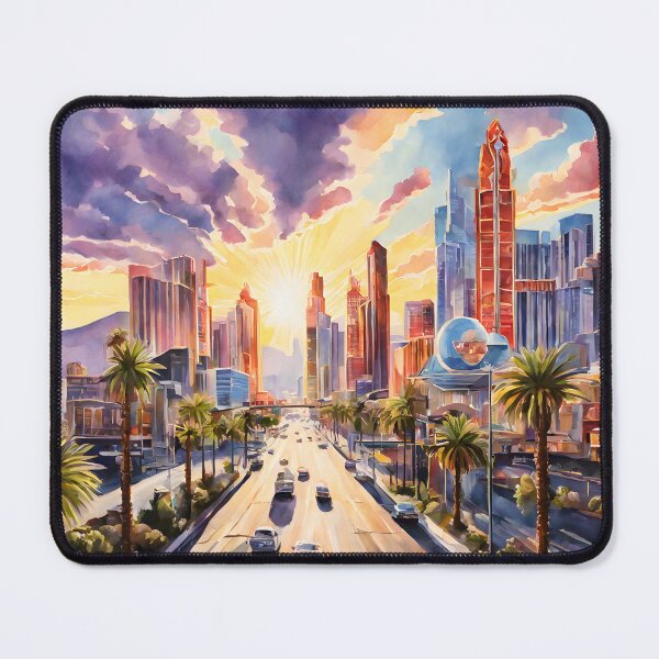Item preview, Las Vegas Skyline: Vibrant Watercolor Sunrise Rays designed and sold by LSVart.