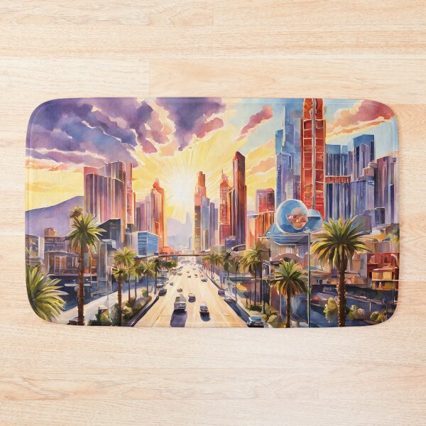 Item preview, Las Vegas Skyline: Vibrant Watercolor Sunrise Rays designed and sold by LSVart.
