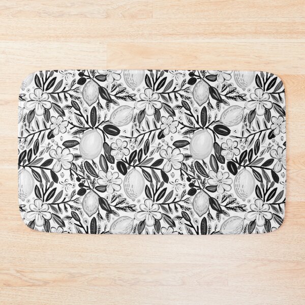 Item preview, Monochrome Melody: Lemon Blossom Botanical Pattern designed and sold by JackrabbitPub.