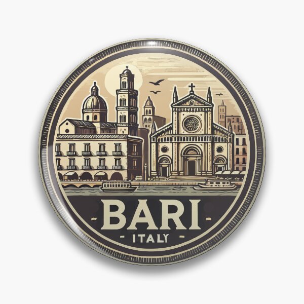 Item preview, Bari Italy Illustration Travel Art Badge designed and sold by KrisSidDesigns.
