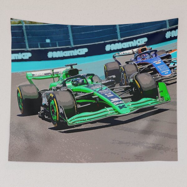 Item preview, Valtteri Bottas racing Alex Albon during the 2024 Miami Grand Prix designed and sold by Rodissimus1984.