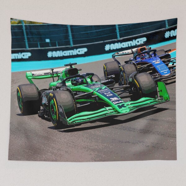 Item preview, Valtteri Bottas racing Alex Albon during the 2024 Miami Grand Prix abstract designed and sold by Rodissimus1984.