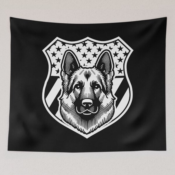 Item preview, Patriotic German Shepherd American Flag Badge 4th of July designed and sold by TKsTees.