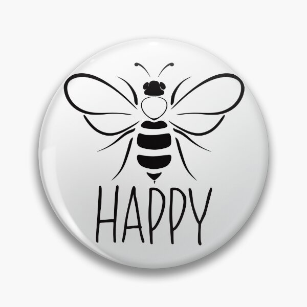 Item preview, Cute Bee happy, black and white bee ,  positive inspirational be happy designed and sold by Inktown.