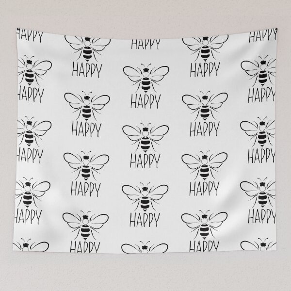 Item preview, Cute Bee happy, black and white bee ,  positive inspirational be happy designed and sold by Inktown.