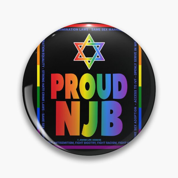 Item preview, SUJD0061 Jewish Designs Proud NJB Nice Jewish Boy LGBTQ Love Israel rainbow design shows how Israel protects LGBTQ Rights designed and sold by JewishDesigns.