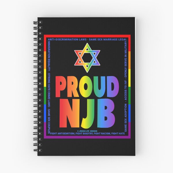 Item preview, SUJD0061 Jewish Designs Proud NJB Nice Jewish Boy LGBTQ Love Israel rainbow design shows how Israel protects LGBTQ Rights designed and sold by JewishDesigns.