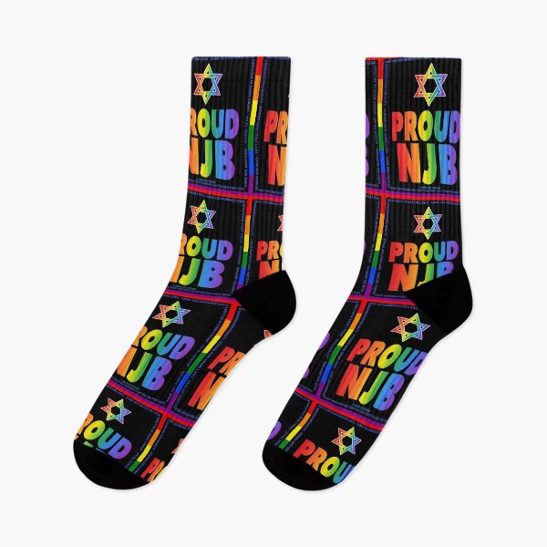 Item preview, SUJD0061 Jewish Designs Proud NJB Nice Jewish Boy LGBTQ Love Israel rainbow design shows how Israel protects LGBTQ Rights designed and sold by JewishDesigns.