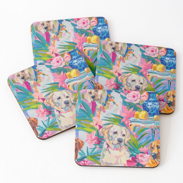 Item preview, Pintura al óleo de tarros de jengibre y labradores preppy designed and sold by SophieClimaArt.